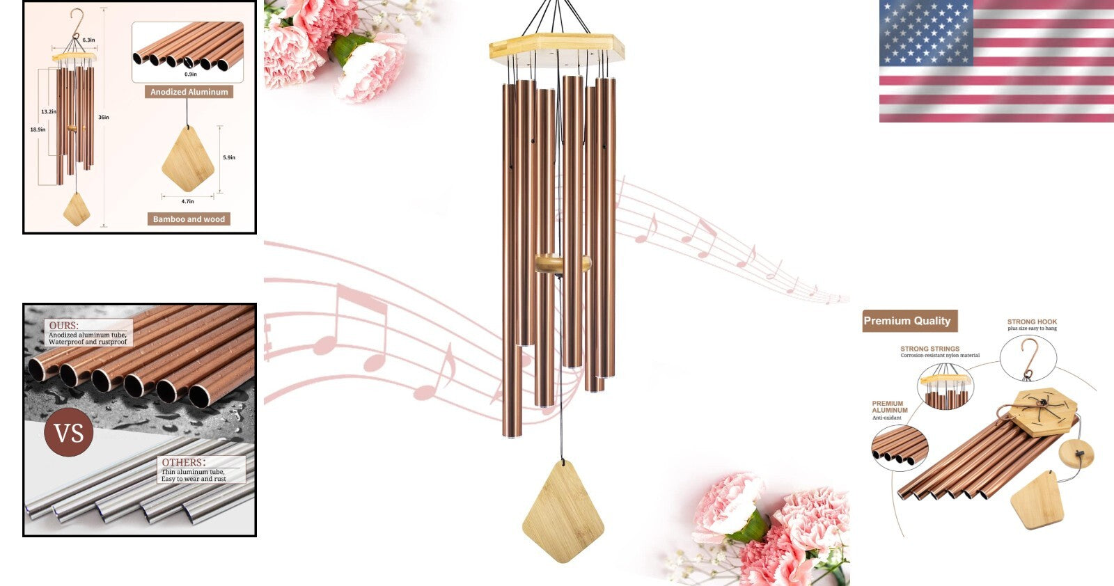 Beautiful 36-Inch Wind Chimes - Perfect Gift for Mother's Day and Housewarming