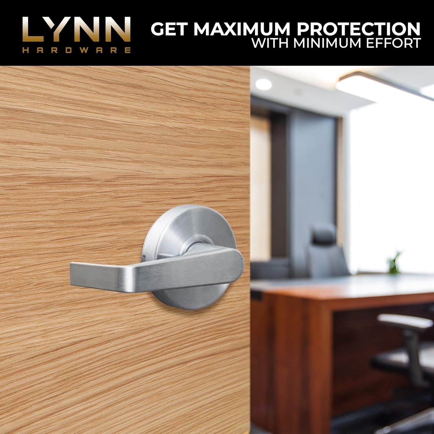 Stylish Heavy-Duty Keyed Lever Lock - Satin Chrome Finish for Commercial Spaces