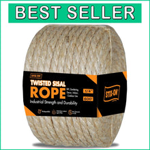 Load image into Gallery viewer, Versatile 600' Natural Agave Sisal Rope - 1/4" Durable Twine for All Projects