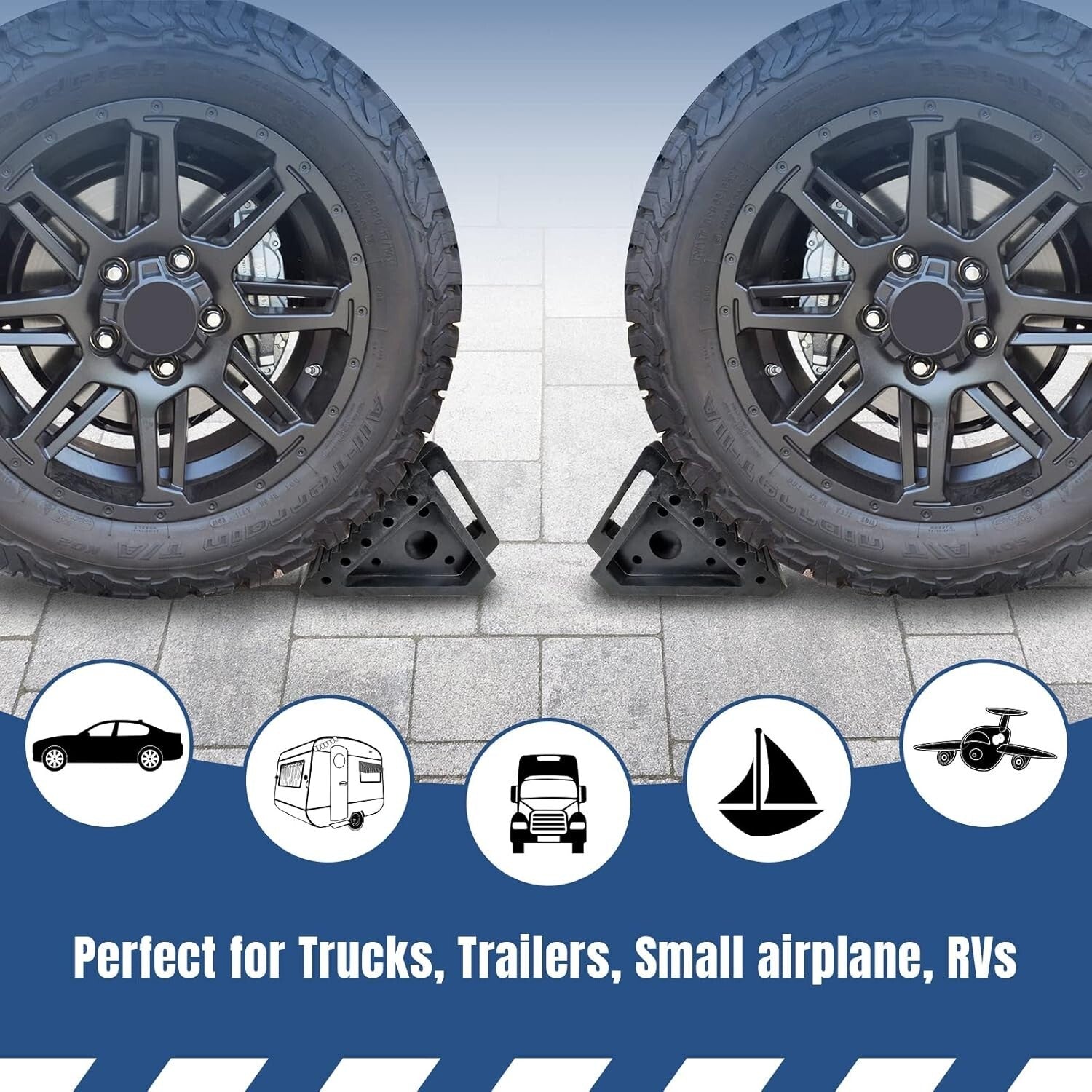 Durable Triangle Design Rubber Wheel Chocks - 4 Pack for Ultimate Stability