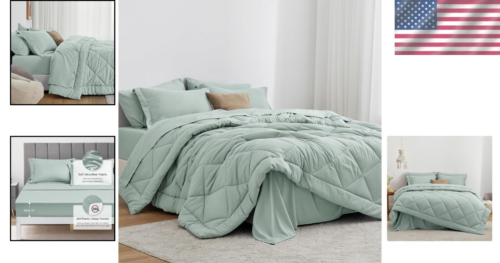 Complete Full Size Aqua Comforter Set - Hypoallergenic and Easy to Care