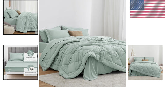 Complete Full Size Aqua Comforter Set - Hypoallergenic and Easy to Care