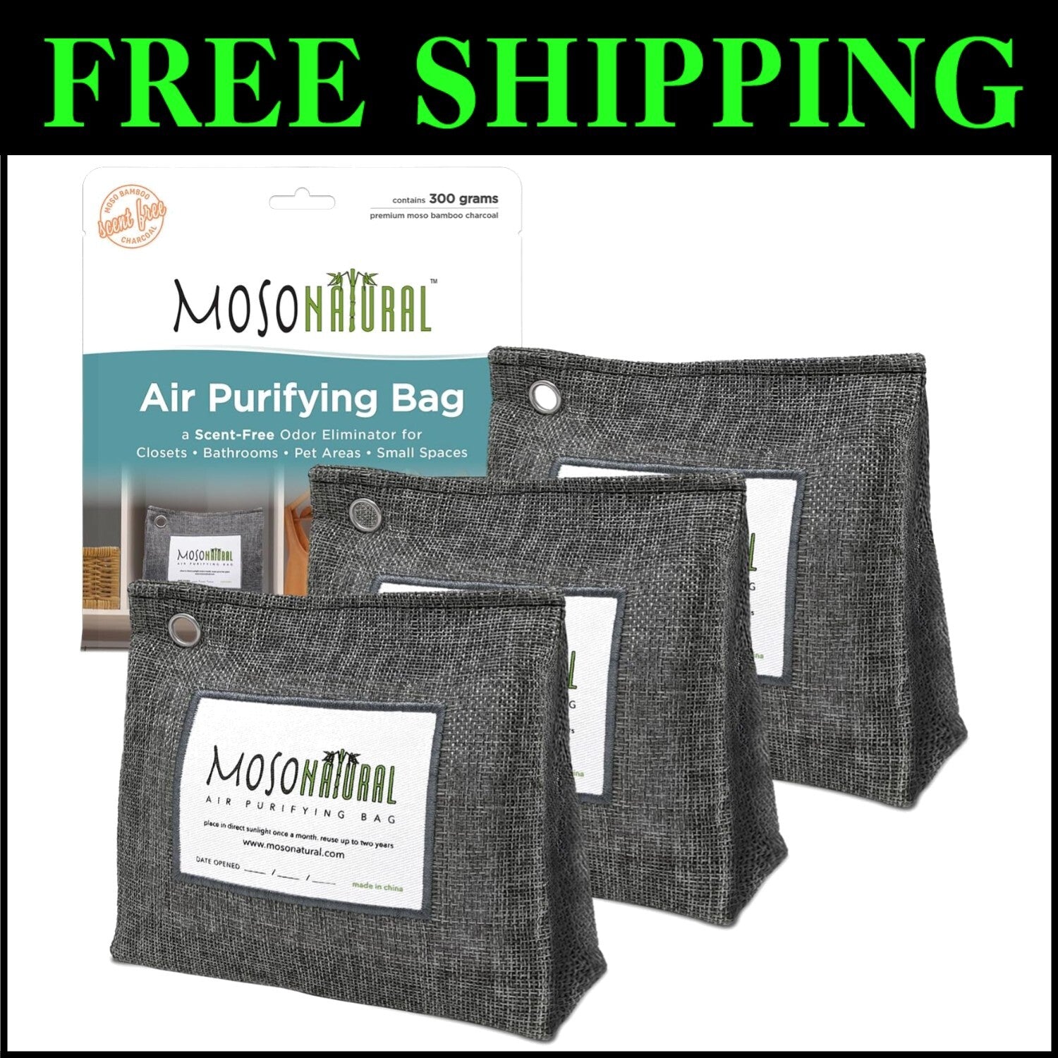 Versatile Bamboo Charcoal Air Purifying Bags for Home & Laundry Odor Control