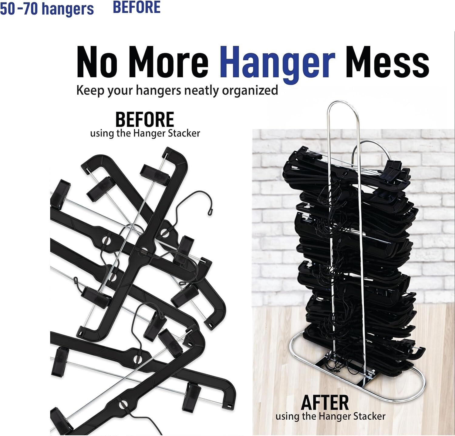 Chrome-Plated Hanger Organizer - Holds 50-75 Hangers, Space-Saving Stand