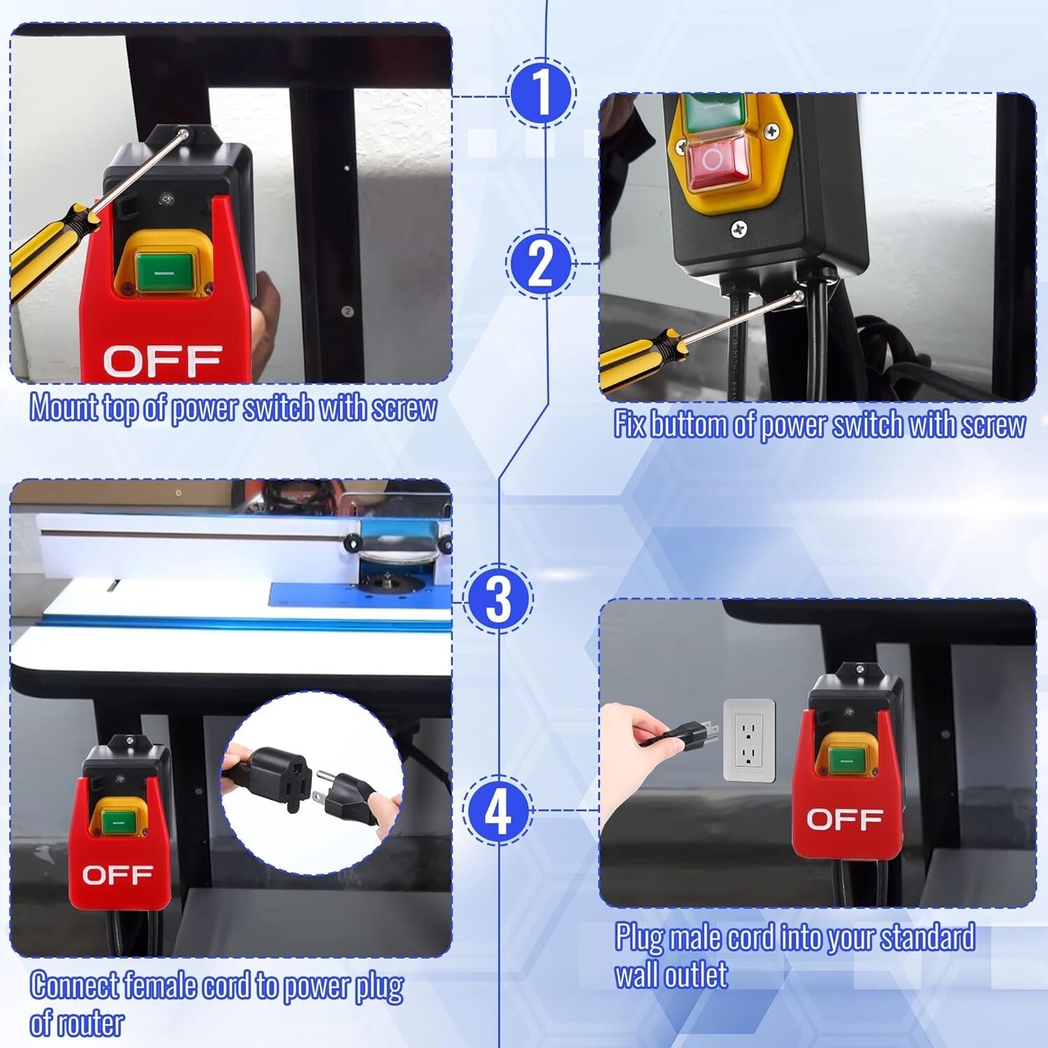 Effortless Emergency Stop Switch: 110V Router Table Solution with 2 Pack Option