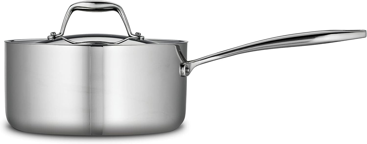 Versatile 3-Quart Stainless Steel Saucepan with Lid - NSF Certified & Easy Clean