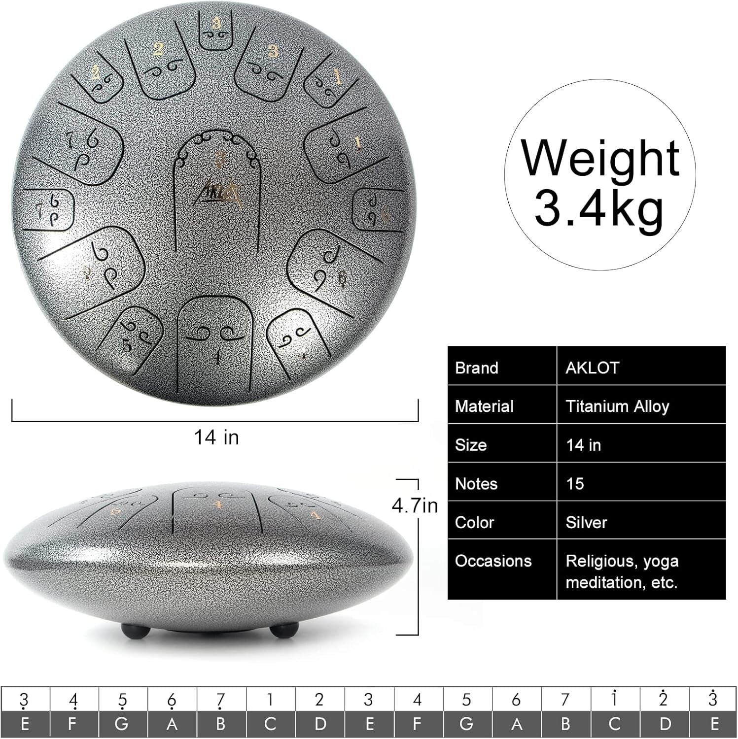 Ethereal Sound 14" Steel Tongue Drum - Perfect for Beginners and Professionals