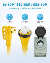 Load image into Gallery viewer, User-Friendly 50 Amp Extension Cord &amp; Power Inlet Box Combo: Safe &amp; Reliable