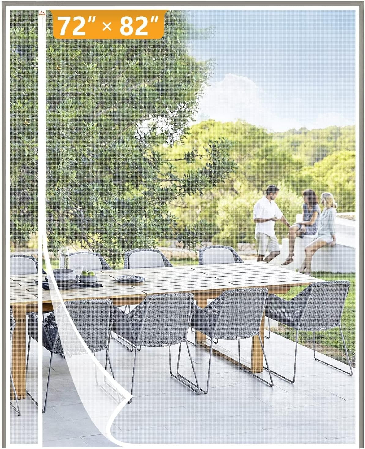 Elegant White Magnetic Screen Door with Hook&Loop - Easy Install, Fits 72" x 82"