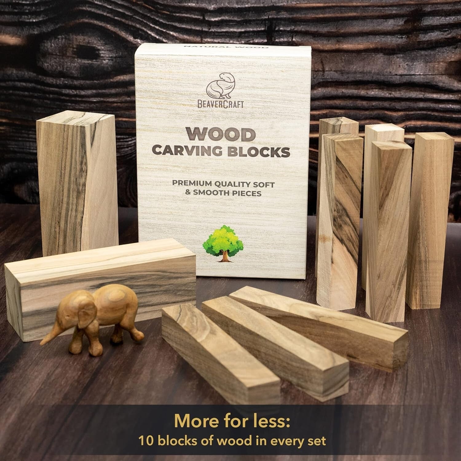 10 Premium Wooden Blocks for Carving Projects - Smooth Edges & Easy Crafting