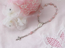 Load image into Gallery viewer, Special Occasion Sterling Silver Pink Baby Rosary - Elegant Christening Keepsake