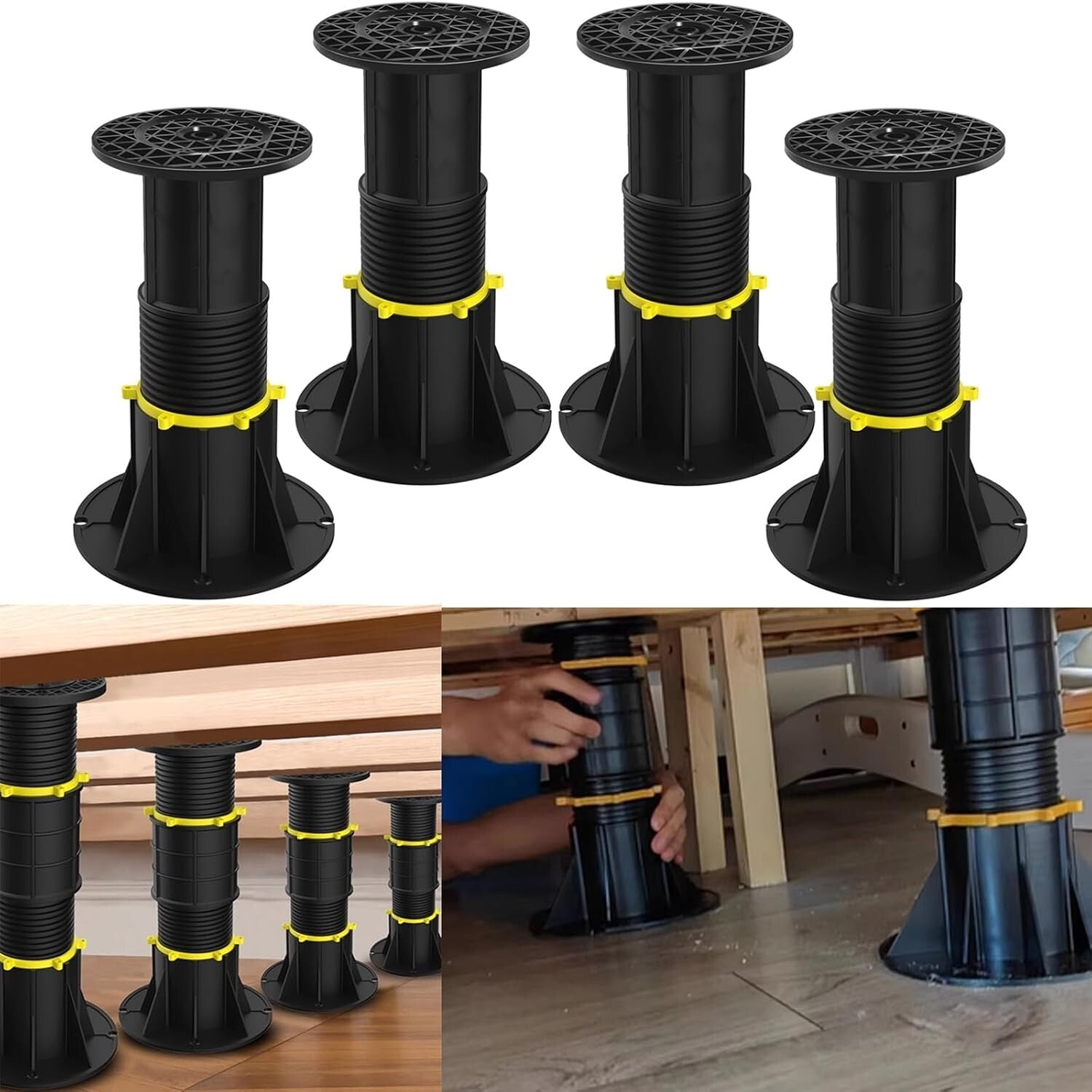 Sturdy Plastic Bed Frame Support Legs - Telescopic Design & Noise-Reducing