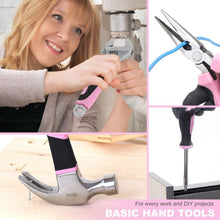 Load image into Gallery viewer, Stylish 220-Piece Pink Tool Set with 12-Inch Organizer Bag for DIY Enthusiasts