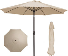 Load image into Gallery viewer, Waterproof 9FT Outdoor Umbrella with Wind Vent and Crank Lift for Backyards