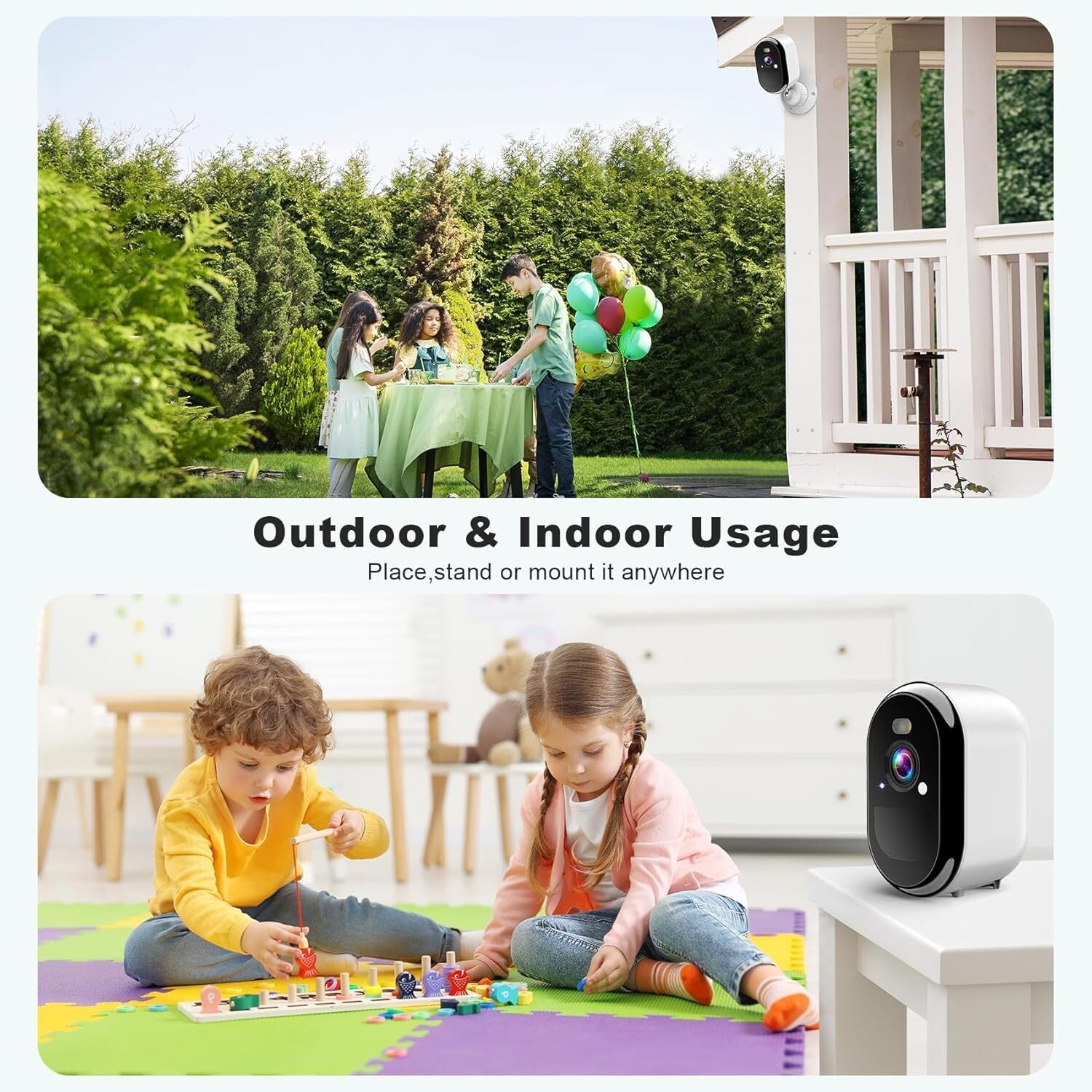 AI-Powered 2K Outdoor Security Cameras with Rechargeable Battery & Night Vision