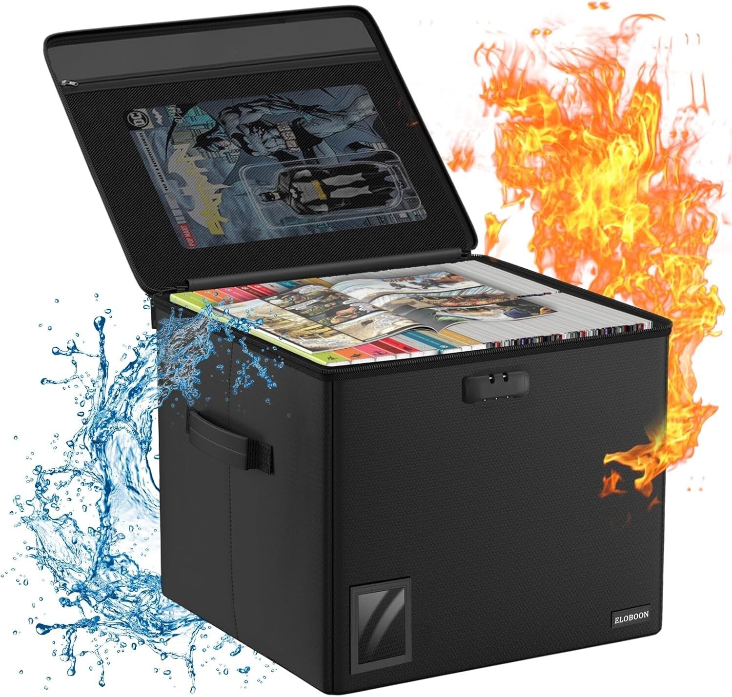 Fireproof Comic Book Storage Box for 300-350 Comics - Moistureproof & Stackable