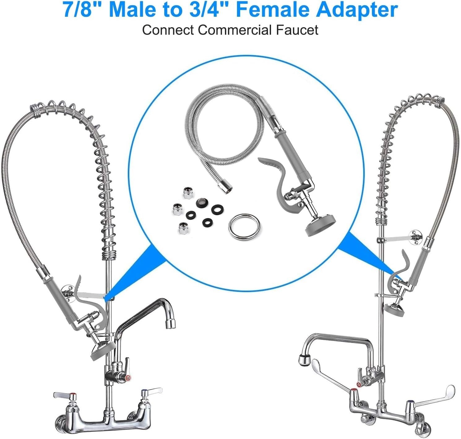 Durable 45-Inch Flexible Stainless Steel Spray Valve for Commercial Kitchens