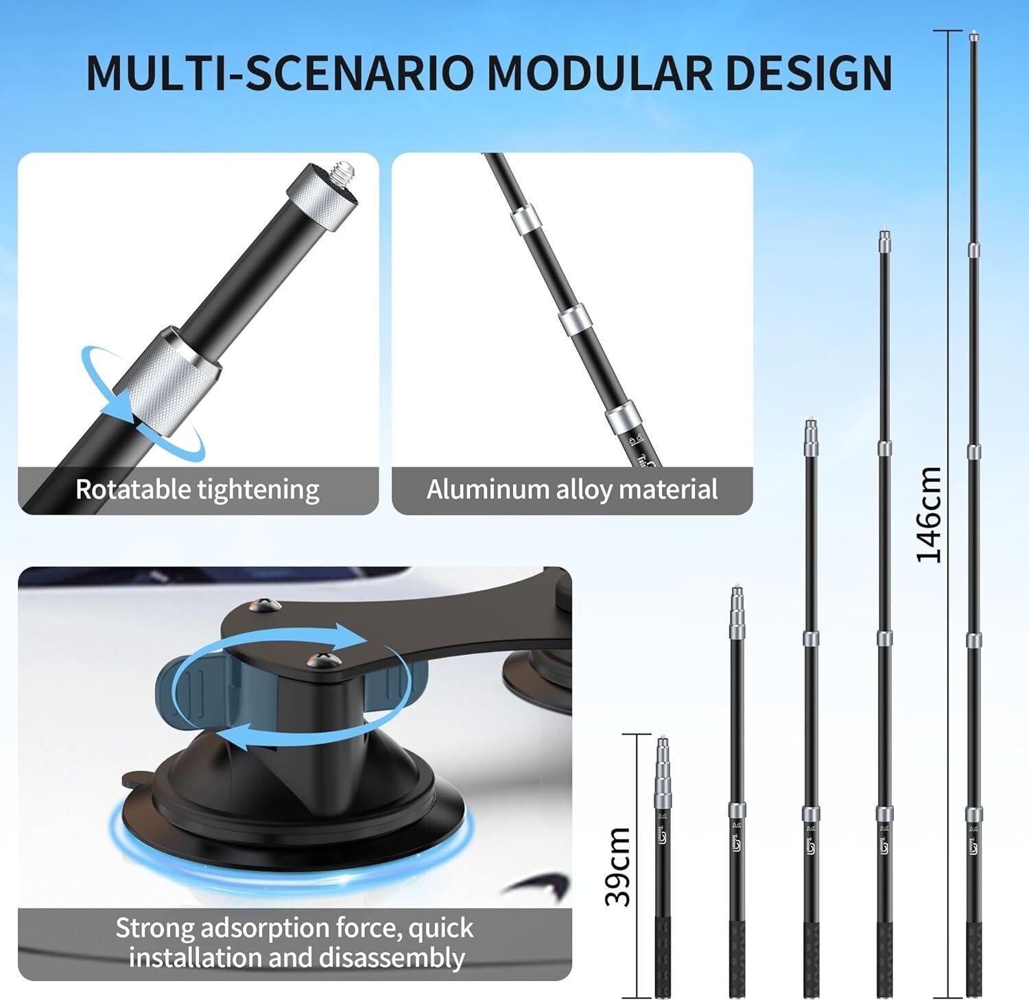Complete Suction Car Mount Kit for Insta360 & GoPro - Ideal for Vlog Adventures