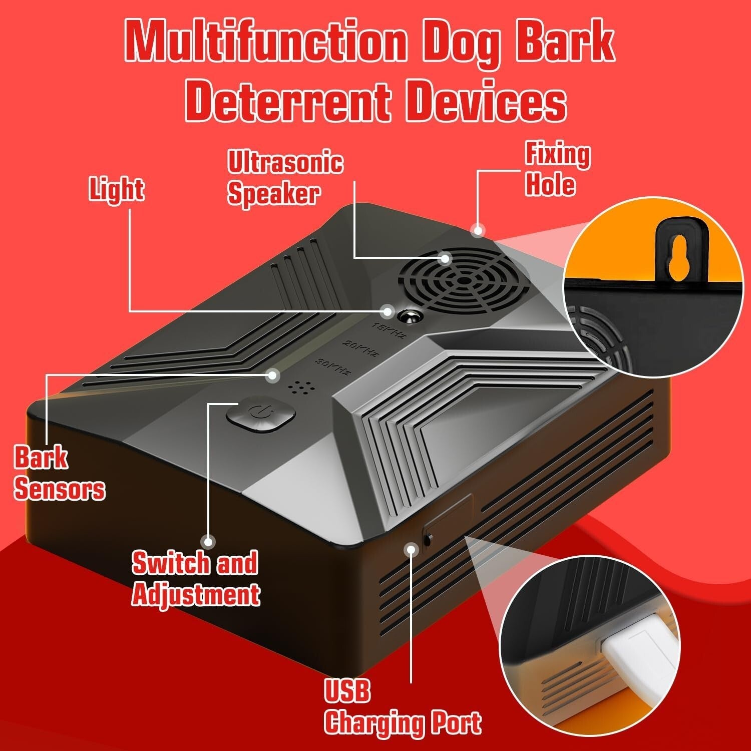 Compact 3-Mode Anti Barking Device for Effective Dog Training - USB Rechargeable