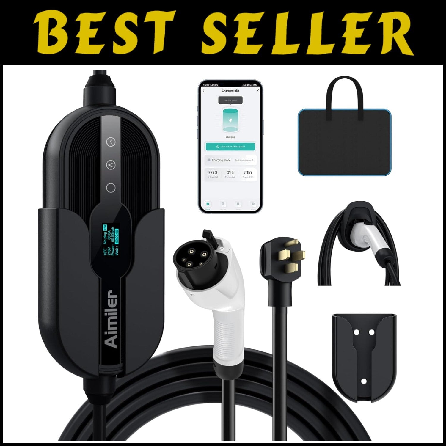 High-Speed Level 2 32Amp EV Charger with NEMA 14-50 Plug - 25ft Cable Included