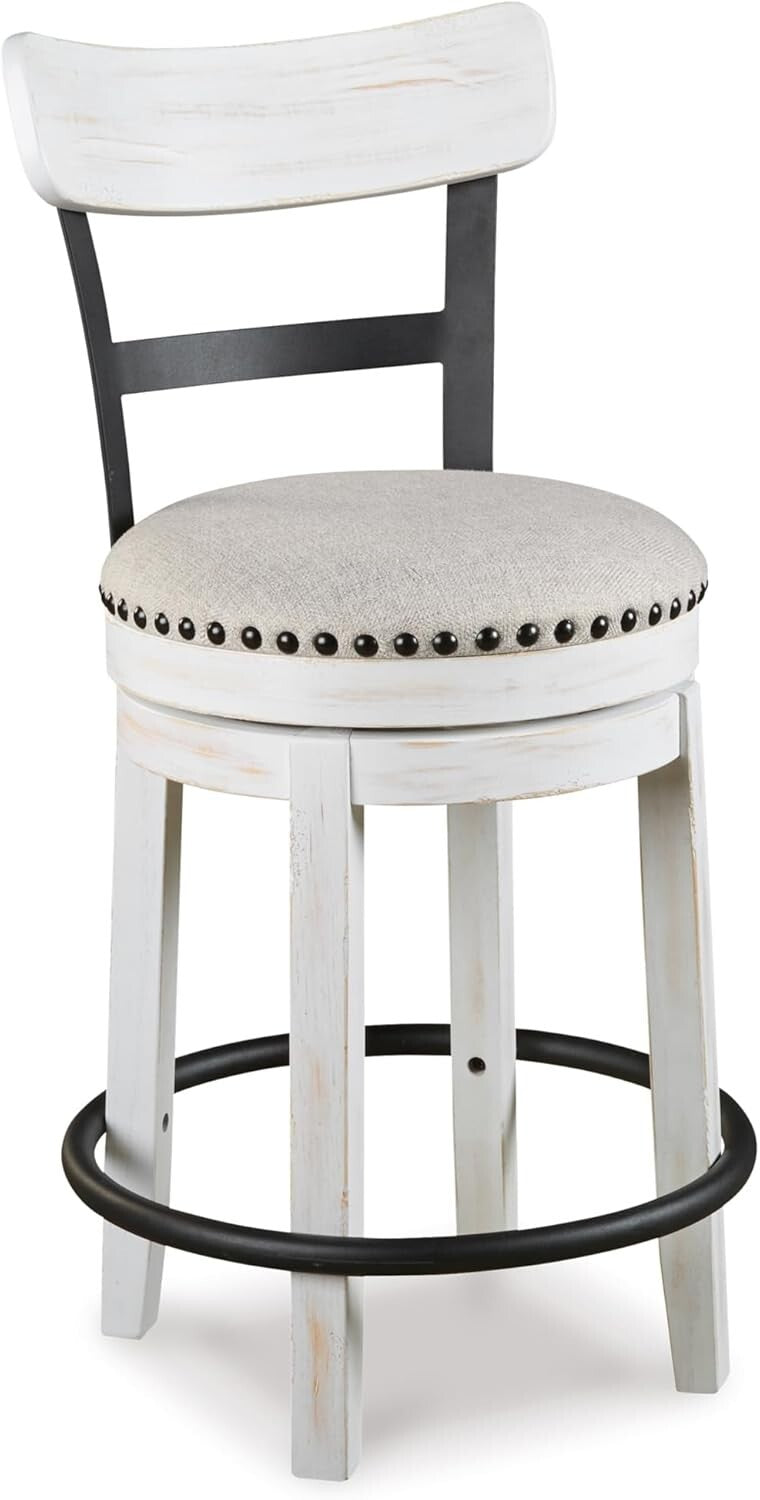 Valebeck 24.5" Modern Swivel Counter Height Barstool in Whitewash Finish