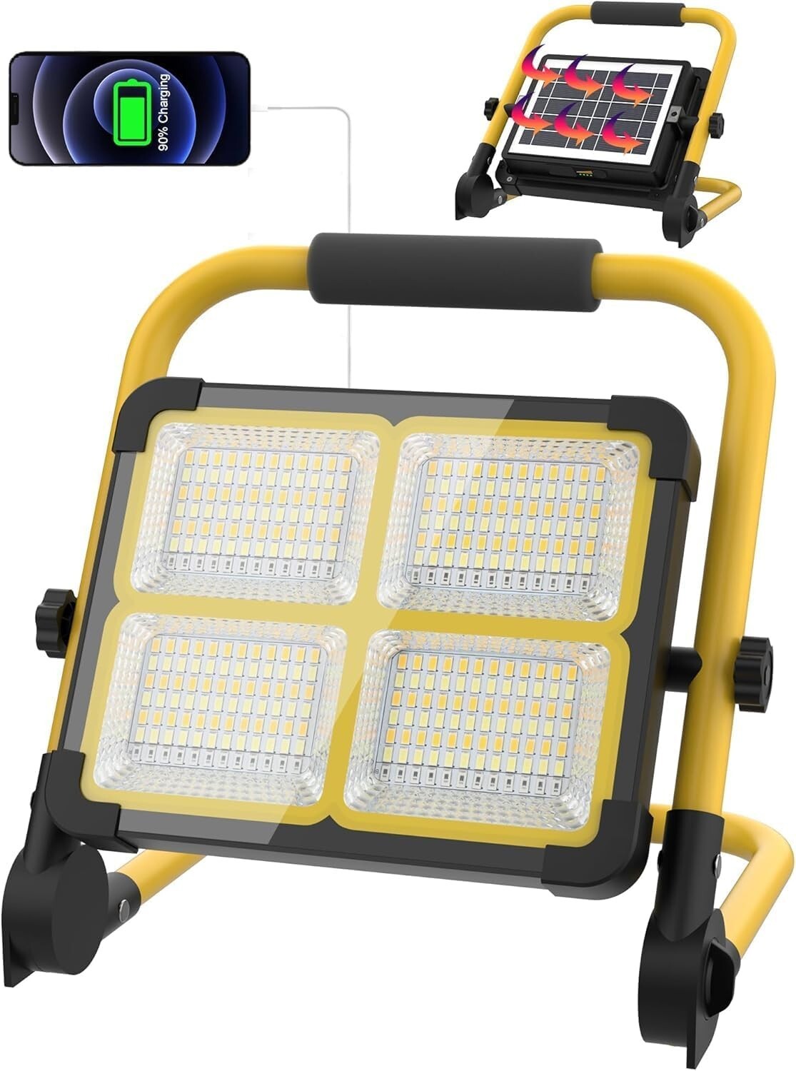 12000mAh Rechargeable Work Light with Adjustable Stand - 360° Portable Spotlight