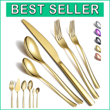 Load image into Gallery viewer, Elegant 46-Piece Gold Dining Set - High-Quality Stainless Steel &amp; Ideal Gift