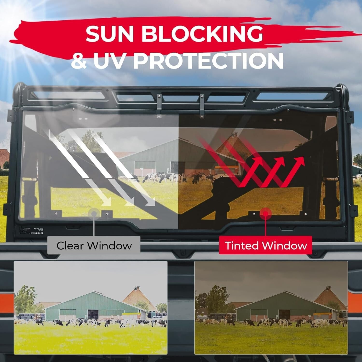 Durable Hard-Coated PC Rear Windshield for Polaris Ranger Models 2017-2025