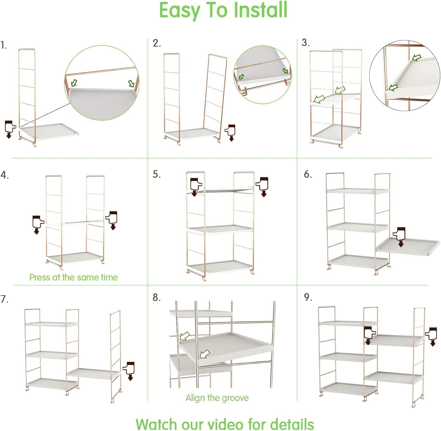 Elegant 3-Tier Bathroom Organizer - Modern Vanity and Spice Rack in Rose Gold