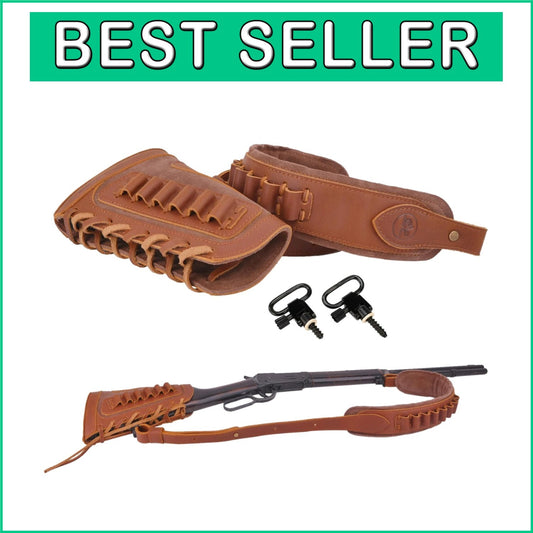 Ergonomic Leather Buttstock with Adjustable Rifle Sling for .30-30 & Beyond