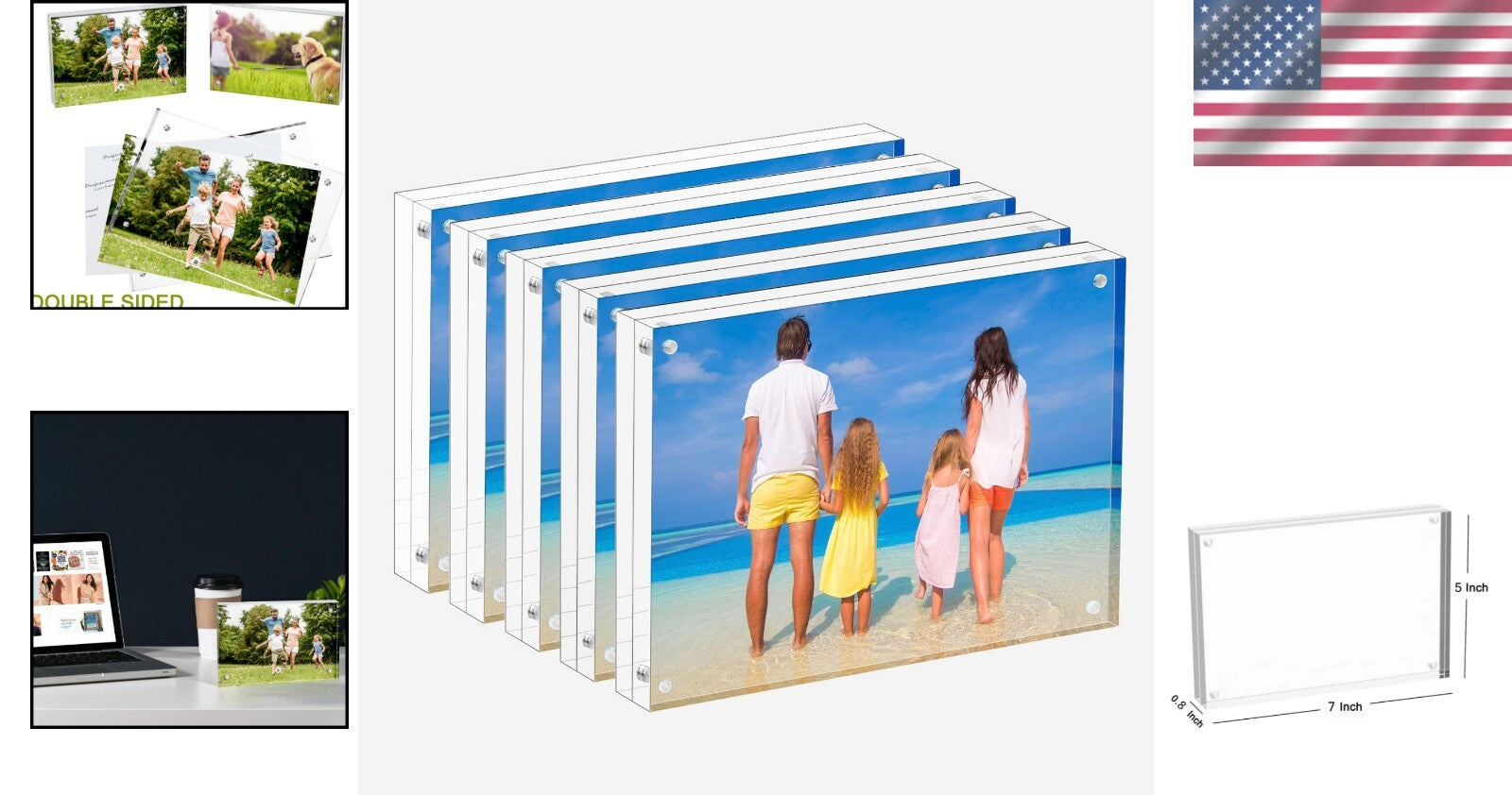 Durable 5x7 Acrylic Picture Frames with Magnetic Closure - Perfect for Gifting