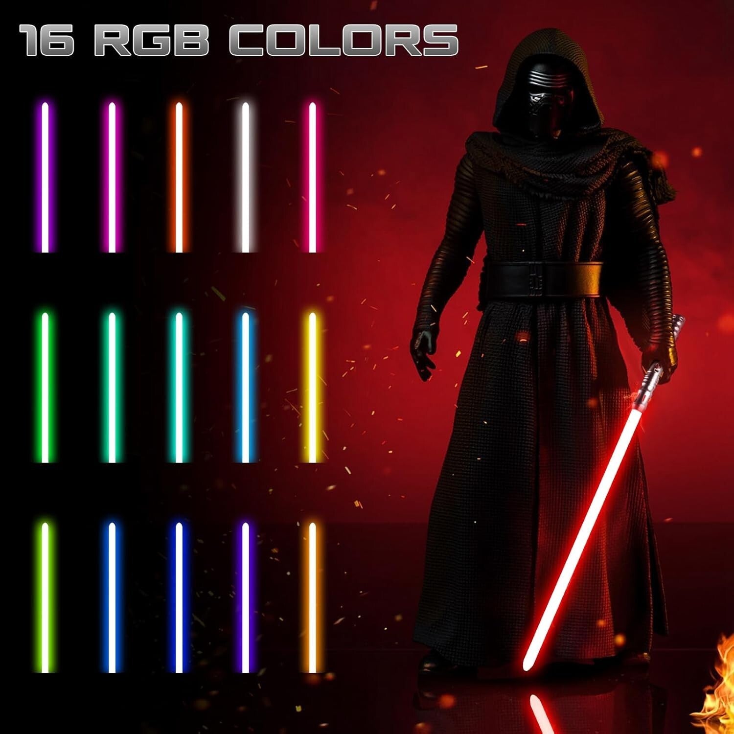 Interactive RGB Lightsaber with Smooth Swing FX - Perfect for Cosplay & Dueling
