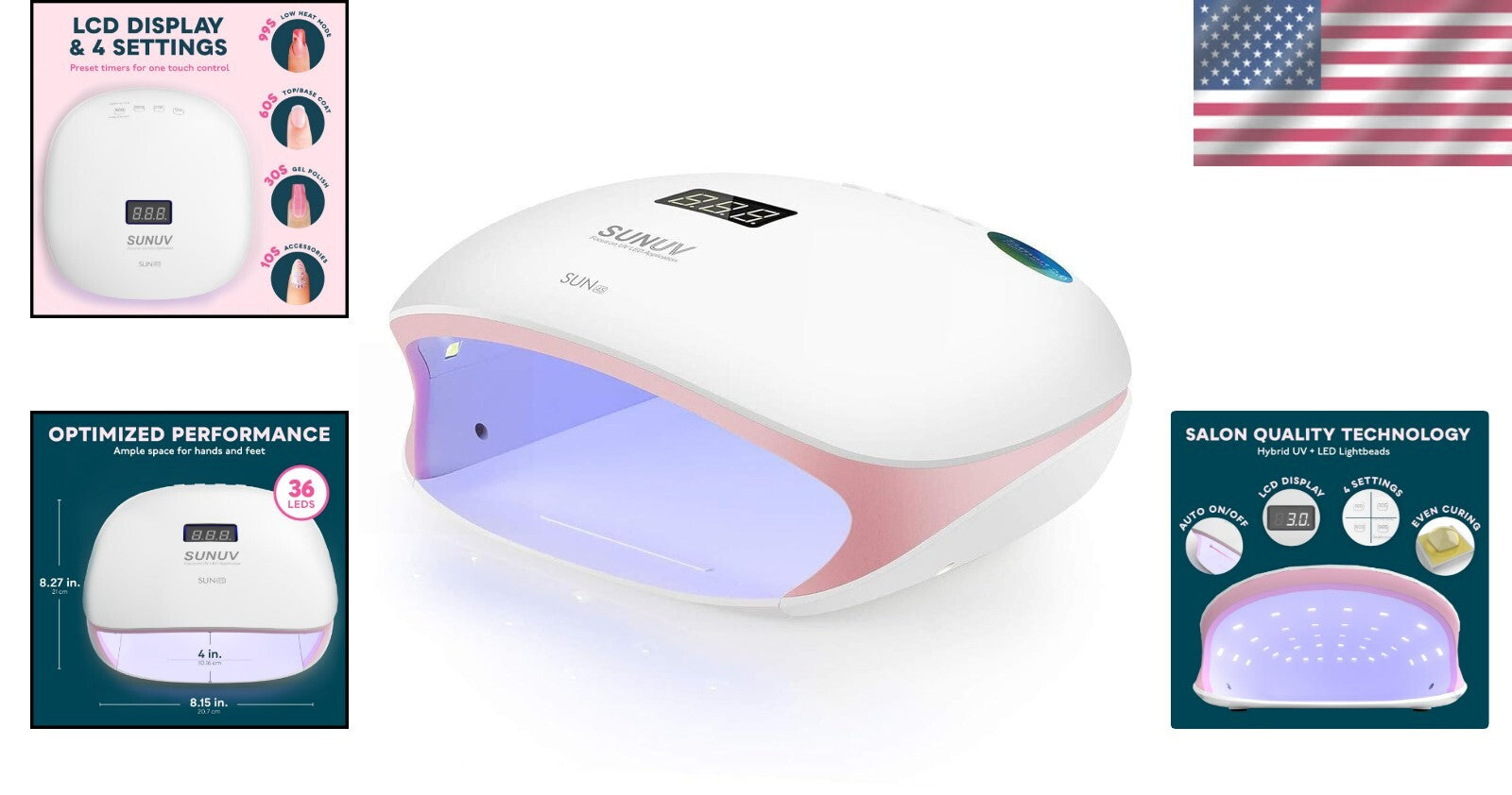 Lightweight 48W LED UV Nail Light with 4 Timers - Effortless Home Nail Care