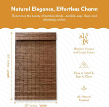 Load image into Gallery viewer, Cordless Bamboo Roman Shades - Semi-Sheer Cocoa Blinds for Stylish Windows