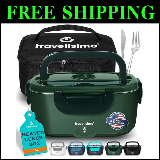Portable 1.5L Electric Lunch Box - Dual Voltage Food Warmer for Cars and Office