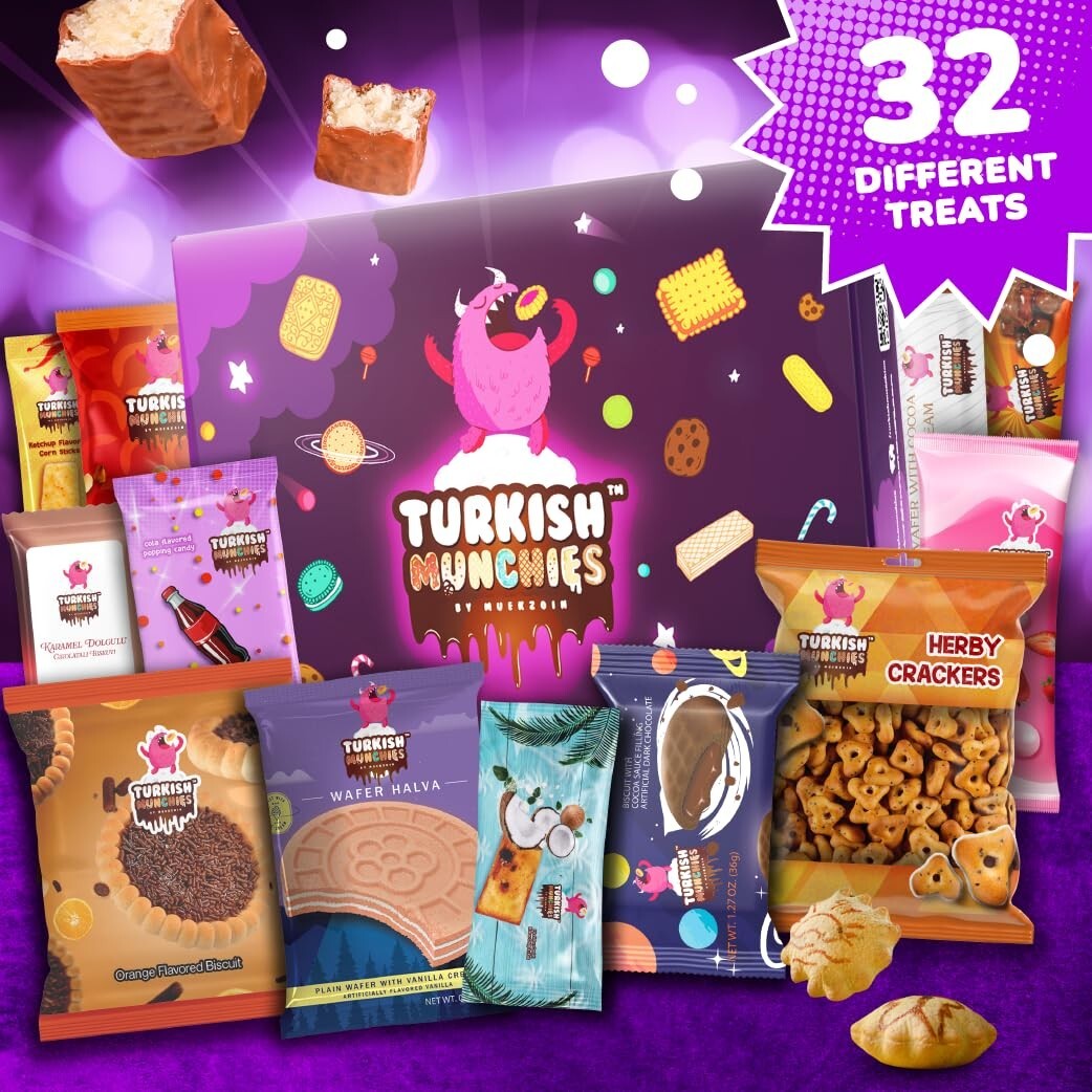 Mega International Snack Box: 32 Exotic Turkish Treats & Unique Food Gifts