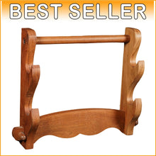 Load image into Gallery viewer, Elegant Two-Tier Solid Wood Sword Display Stand for Katana &amp; Medieval Swords
