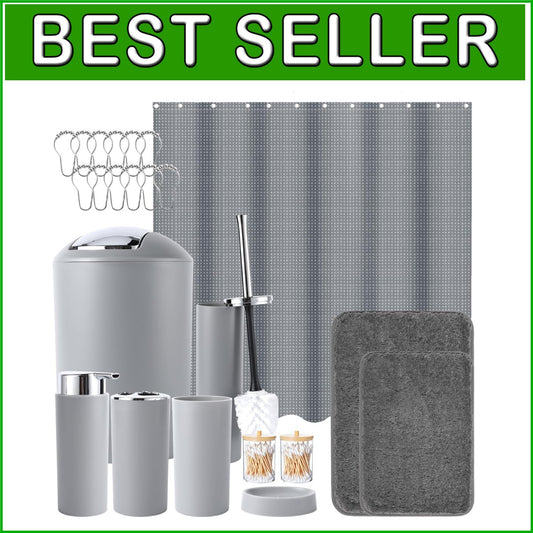 Durable Bathroom Decor 24PCS Set with Shower Curtain + Soft Microfiber Rugs