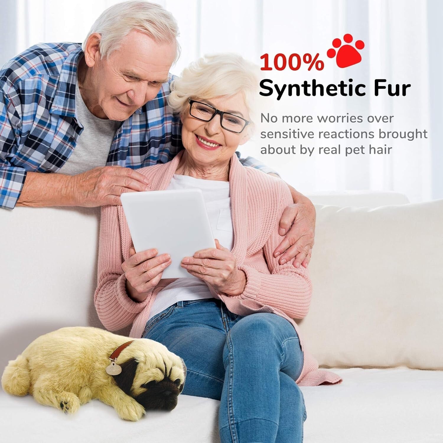 Battery-Operated Interactive Pug Puppy for Kids and Seniors - Perfect Companion