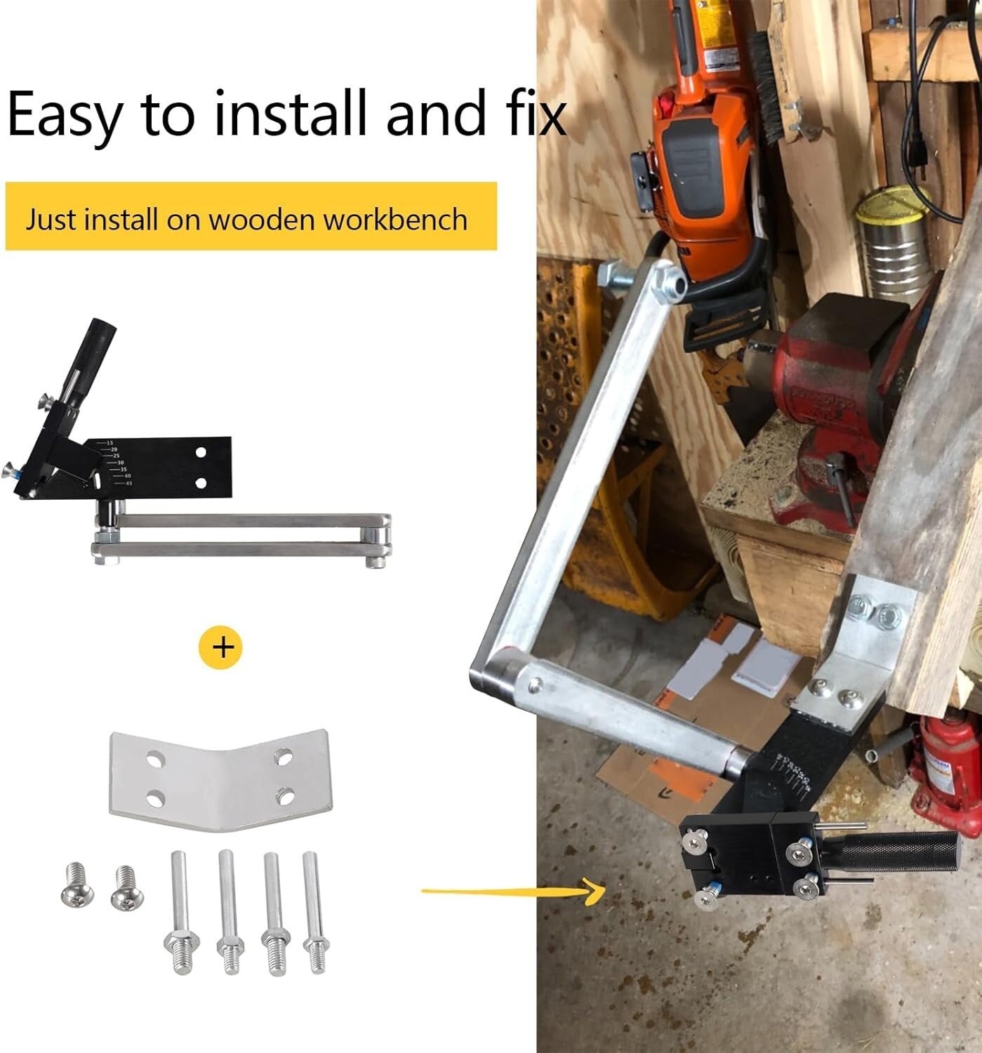 Precision Lawn Mower Blade Sharpener - 15°-45° Angle Adjustment, Stainless Steel