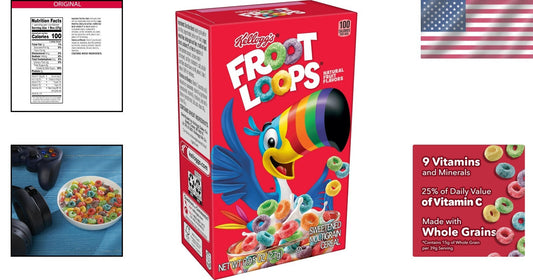 Kellogg's Original Breakfast Cereal - Healthy Fruity Rings, 70 Boxes of 0.95oz