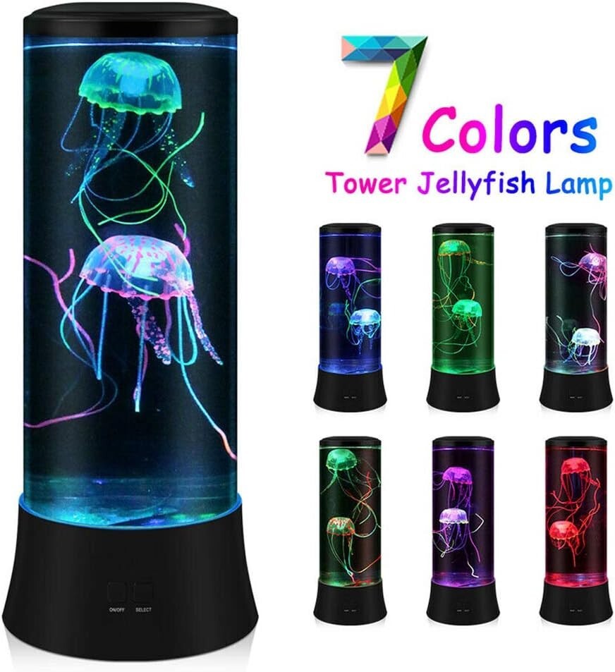 Multicolor Jellyfish Lamp - 15 Inch LED Liquid Motion for Relaxation & Fun