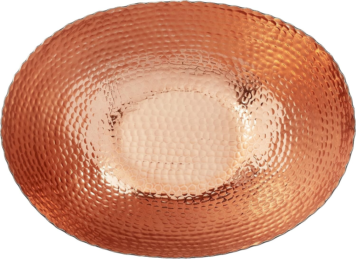 Elegant 14.75" x 11" Hammered Black and Copper Oval Bowl - Fruit or Nut Use