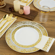 Load image into Gallery viewer, Complete Gold Lace 175 Ct Dinnerware Set - Perfect for Weddings &amp; Celebrations