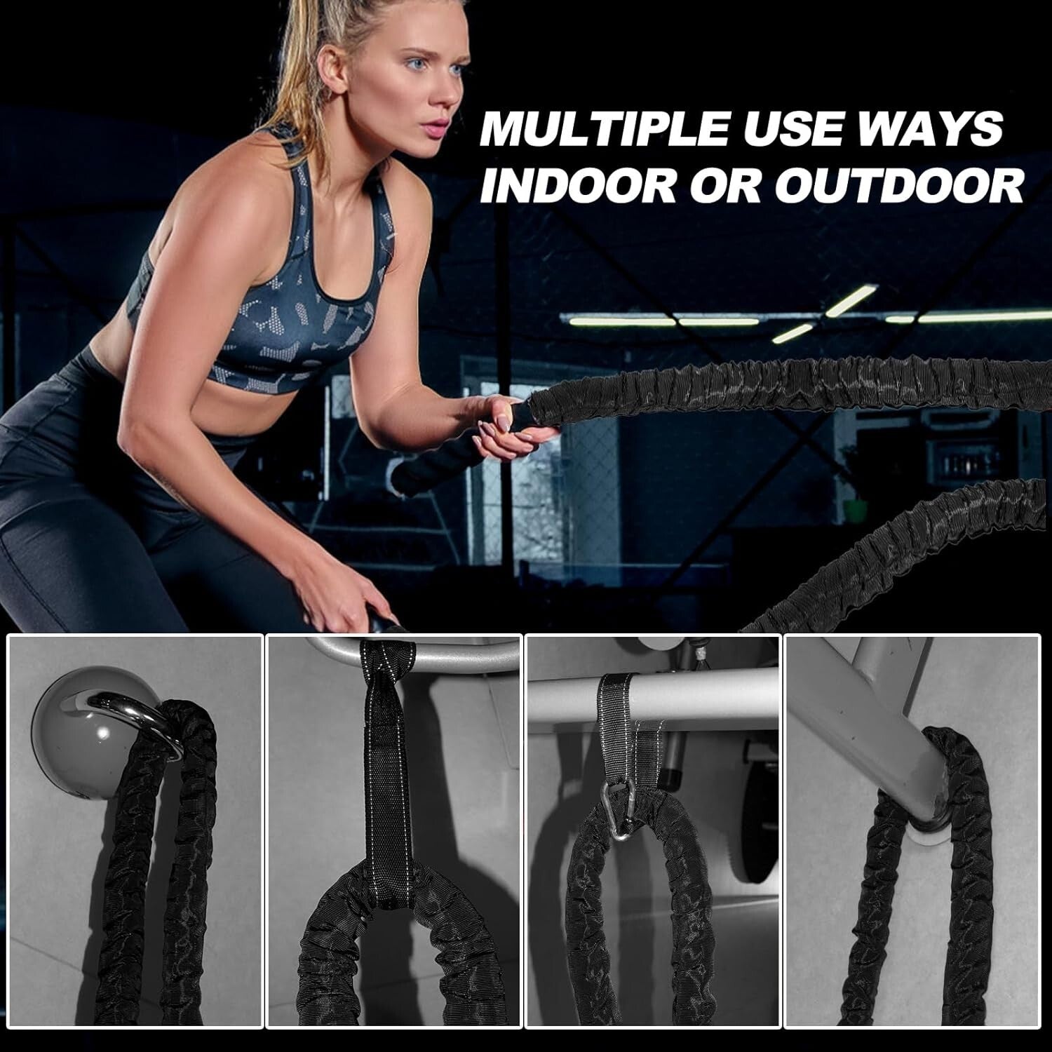 Adjustable Thickness Battle Ropes - 30ft Heavy Workout Rope for Intense Training