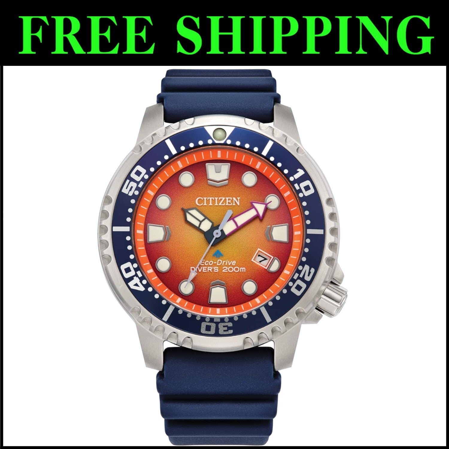 Promaster Eco-Drive Dive Watch - 200M Water Resistance with Luminous Hands