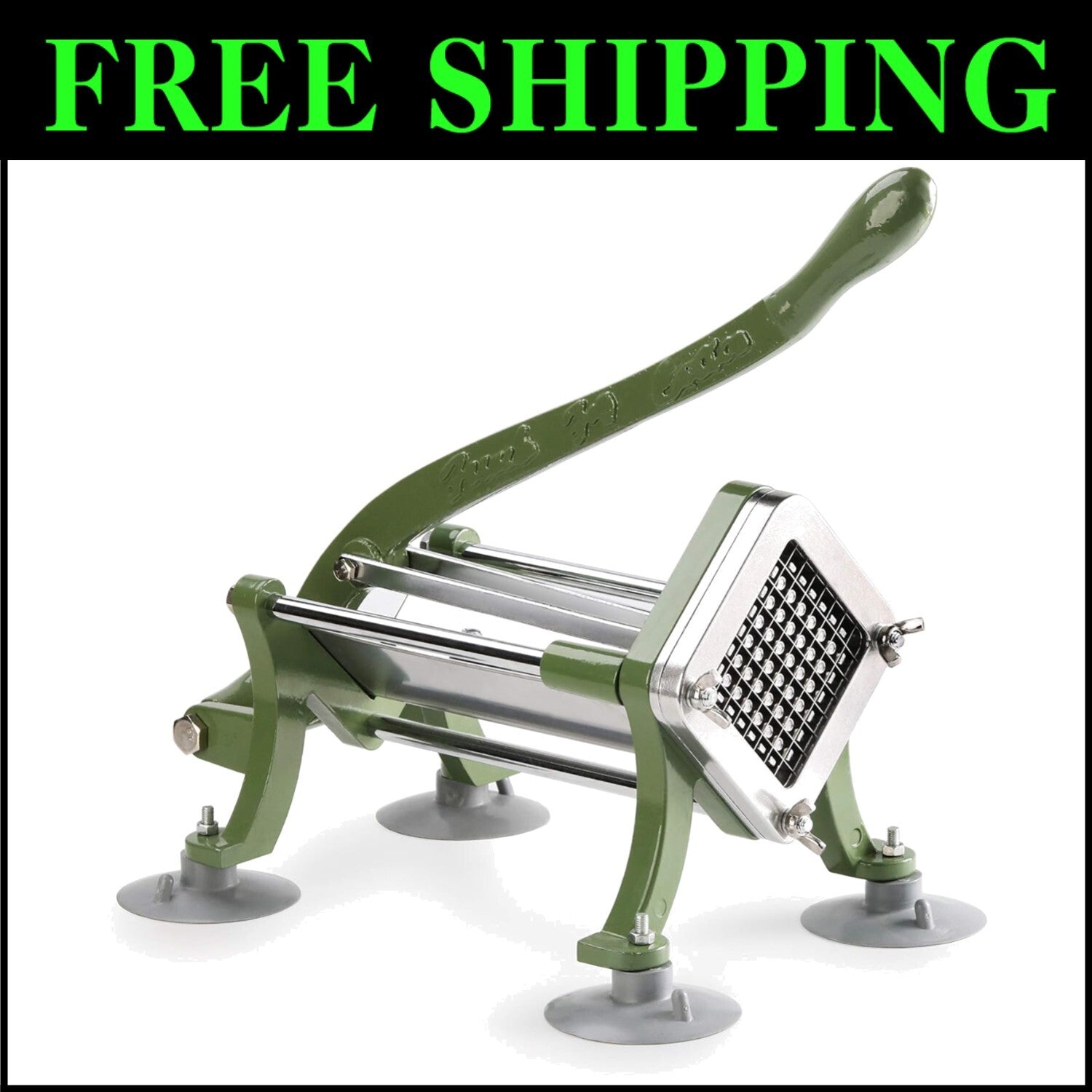 Commercial Grade French Fry Cutter with Suction Feet - 3/8" Heavy-Duty Design