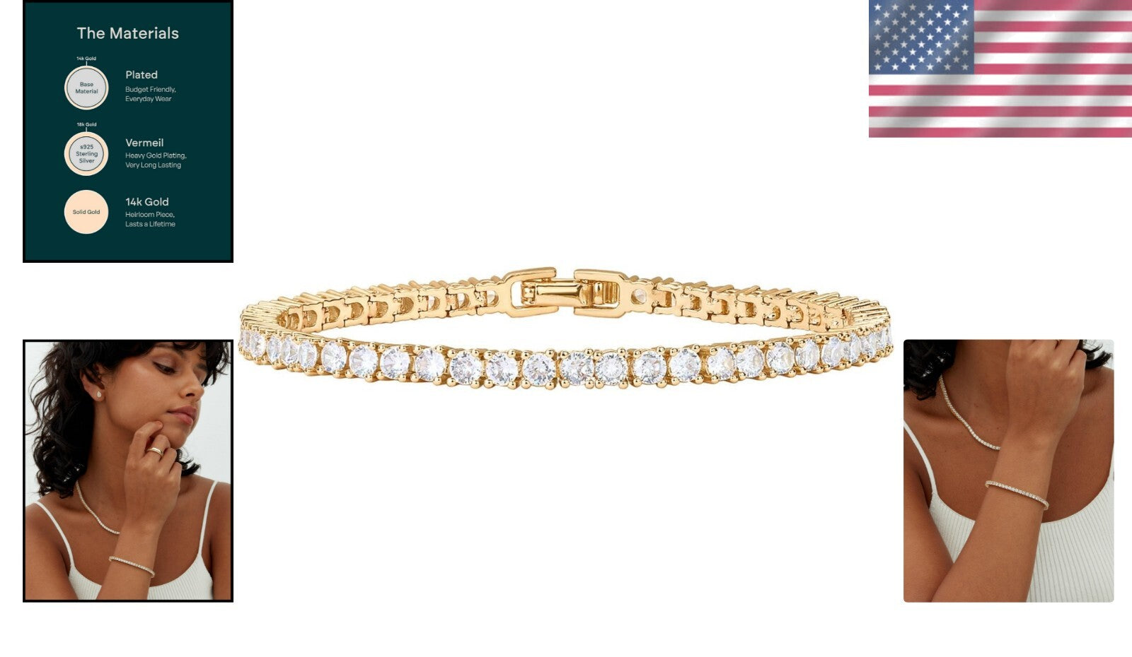 Beautifully Packaged 14K Gold Plated Tennis Bracelet | 3mm Cubic Zirconia | 7"