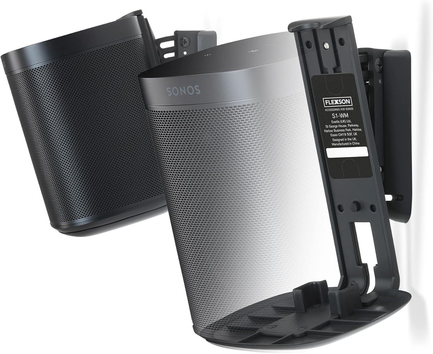 Black Wall Mount for SONOS One Speaker - Secure Tilt & Swivel Functionality