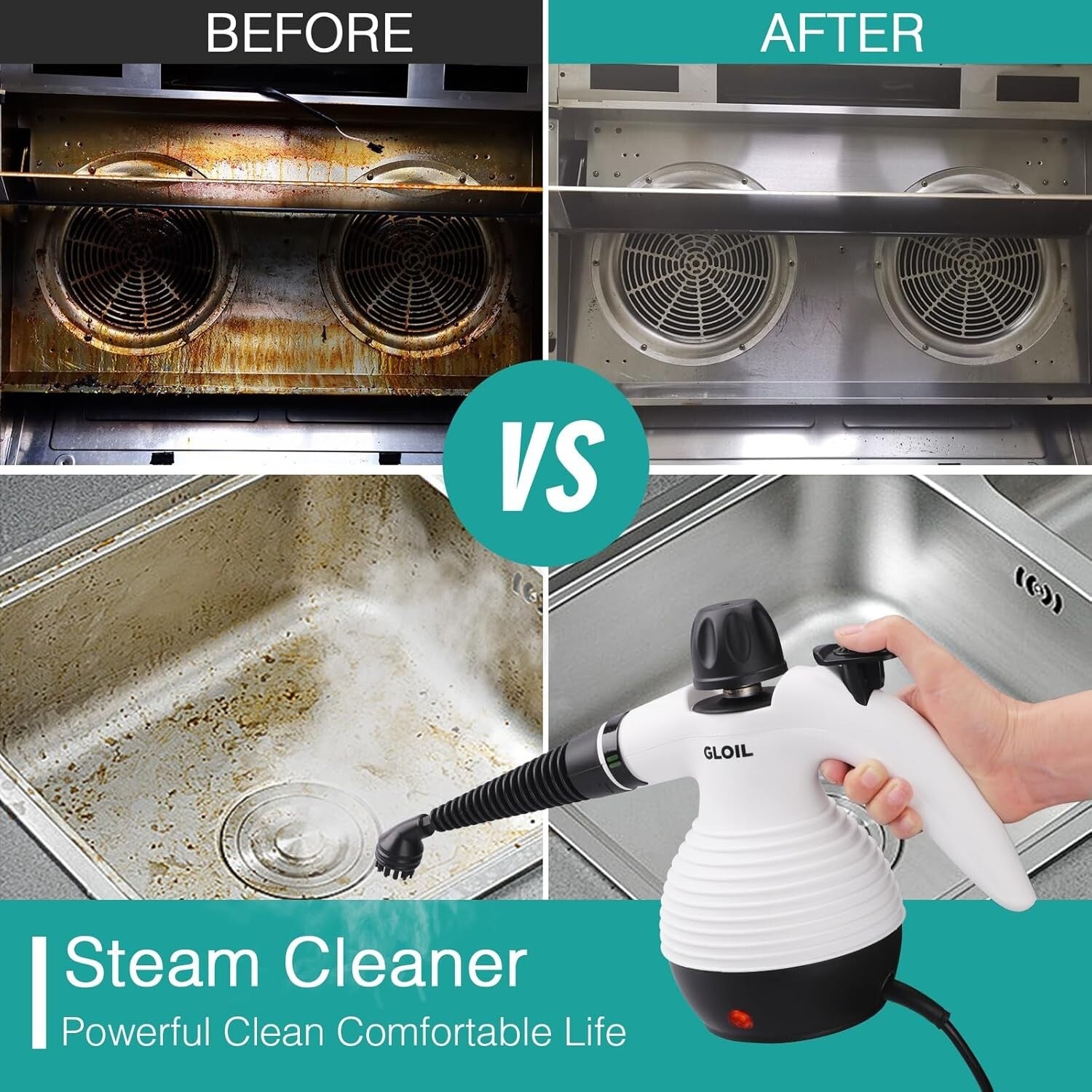 1050W Portable Steam Cleaner - Natural Cleaning with Safety Lock & Accessories